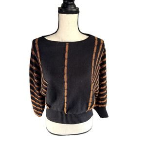 Vintage Vivanti batwing Sweater Black Golden  Details Size 10